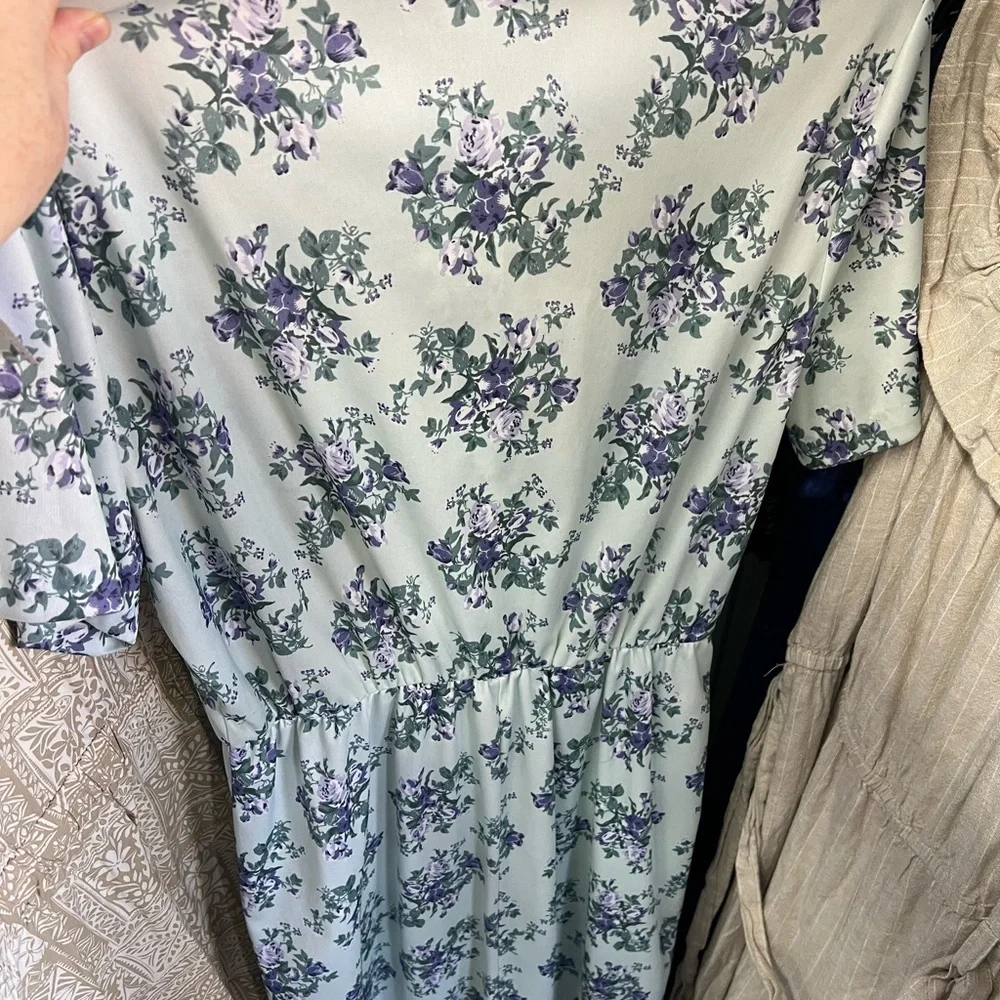 Vintage Haband Floral Knee Length Dress - Mint and Lavender - Picture 6 of 6